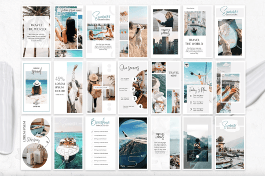 100 Travel Instagram Story Templates – Editable Canva Kit for Bloggers & Creators (MRR) - Social Canvas