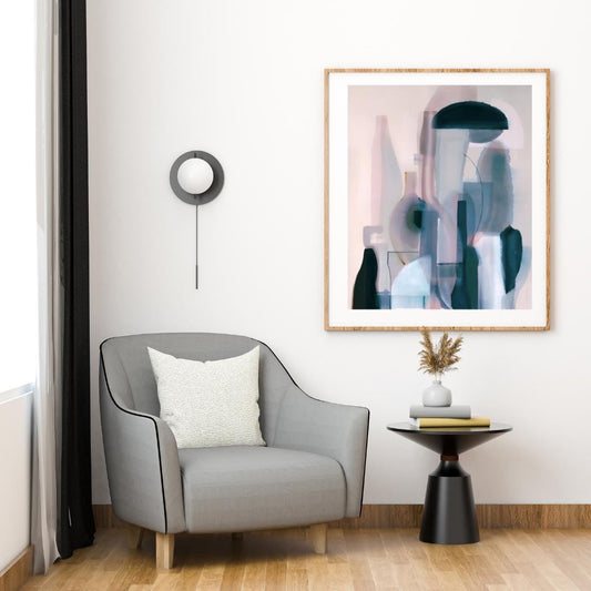 Abstract Still Life Bottles Art Print | Modern Minimalist Pastel Wall Decor | Contemporary Home and Office Artwork - Social Canvas