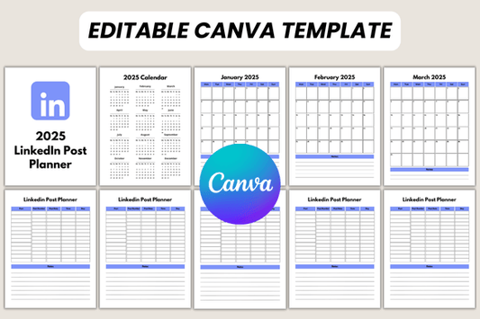 2025 LinkedIn Post Planner – Editable Canva Template for Professionals & Coaches (MRR) - Social Canvas