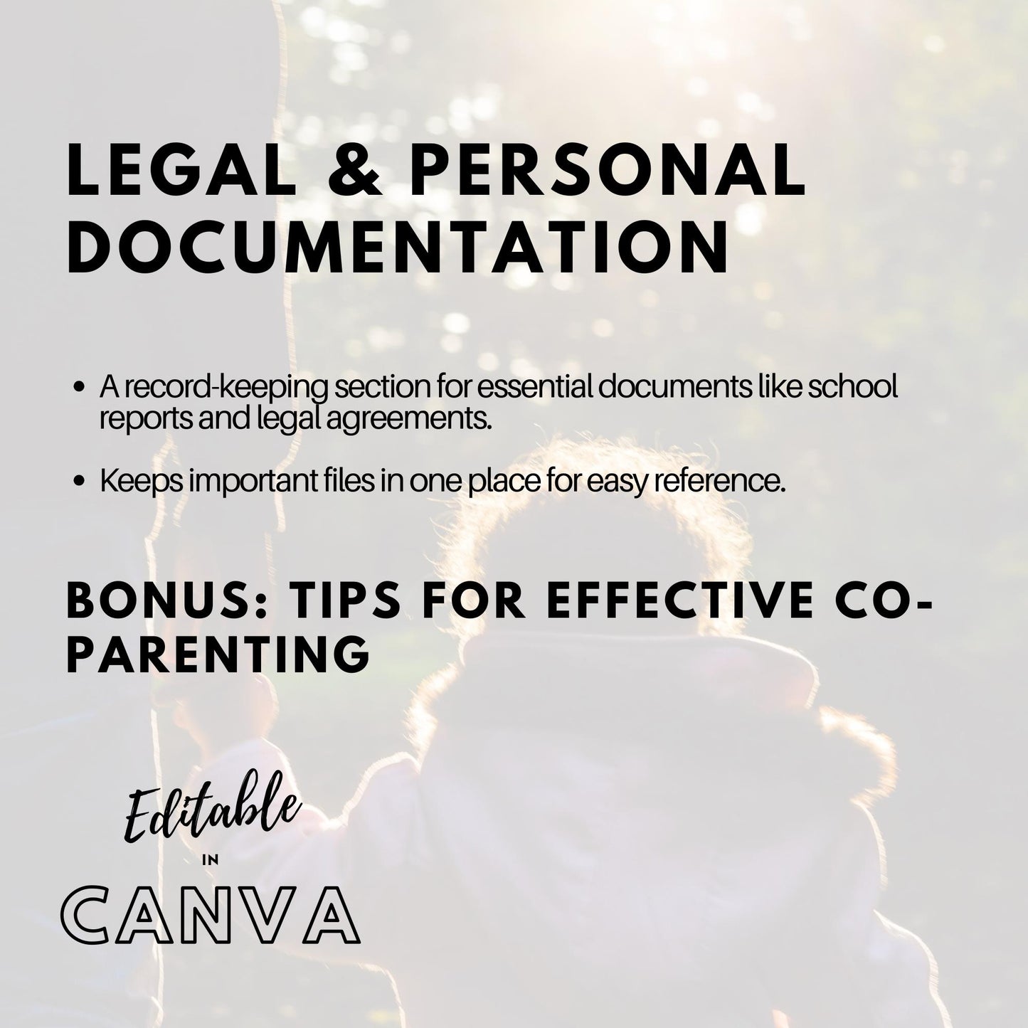 Co-Parenting Journal | Printable Digital Planner for Separated Parents | Shared Custody Organizer | Child’s Well-being | Editable on Canva - Social Canvas