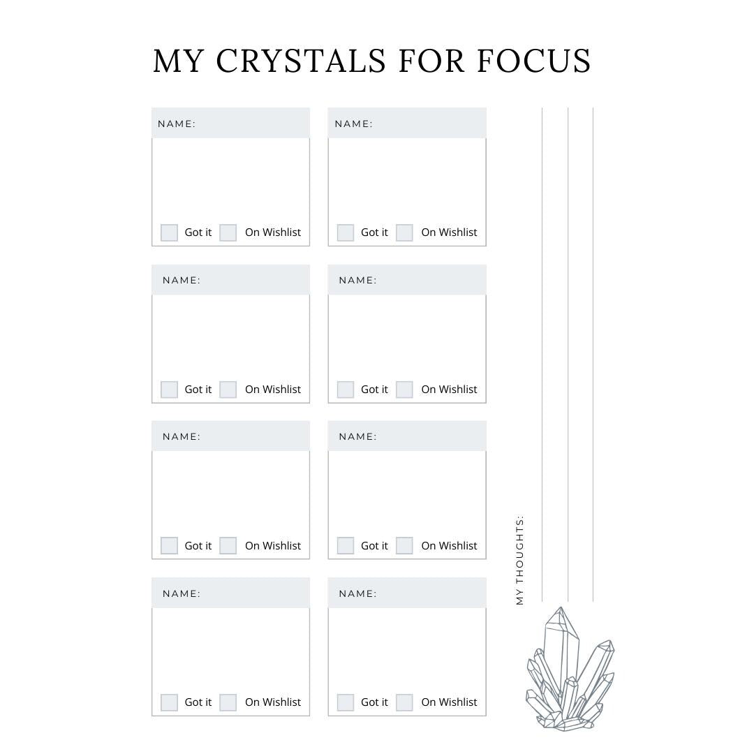 Crystal Planner Canva Template | Printable Crystal Journal | Energy Healing and Crystal Log | Spiritual and Chakra Tracker - Social Canvas