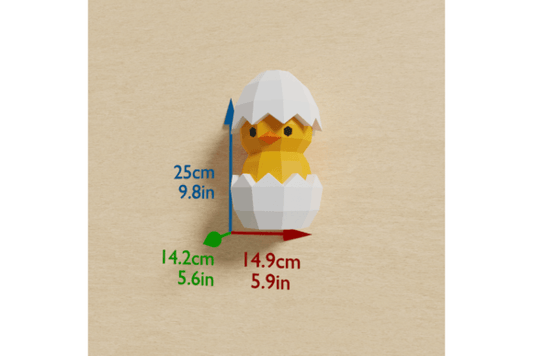 3D Papercraft Chick in Egg - Social Canvas