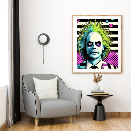 Beetlejuice Style Movie Pop Art Poster - Iconic Movie Character Wall Art Decor - Social Canvas