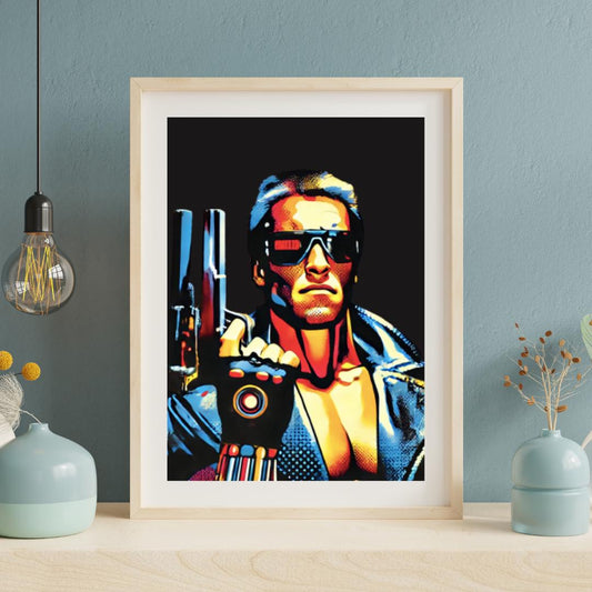 Terminator Style Pop Art Poster - Iconic Sci-Fi Movie Wall Decor - Social Canvas