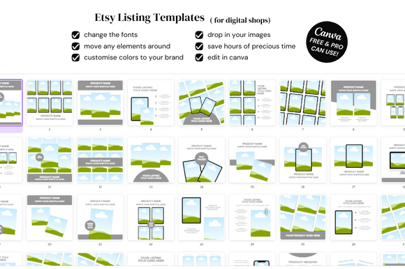 60 Etsy Digital Shop Templates +Link - Social Canvas