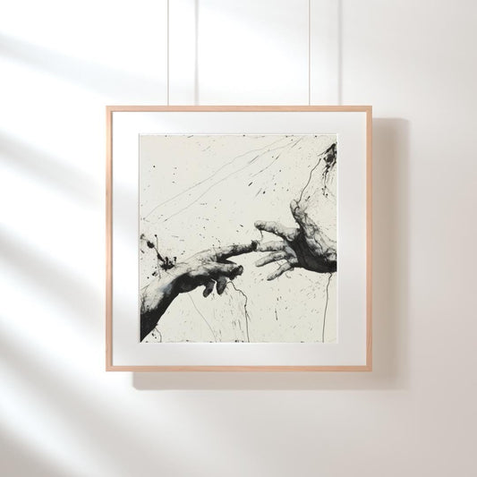 Dynamic Abstract Hand Art Print | Black and White Splatter Painting | Modern Expressionist Wall Art for Home or Office - Social Canvas