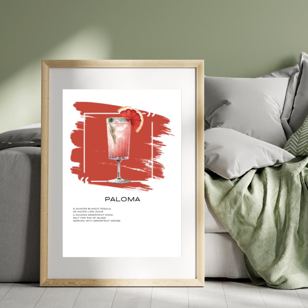 Paloma Recipe Art Print - Refreshing Tequila Cocktail Wall Decor - Social Canvas