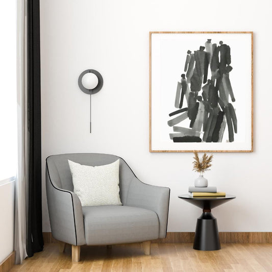 Abstract Crowd Watercolor Art Print | Modern Minimalist Black and White Wall Decor | Contemporary People-Inspired Artwork - Social Canvas