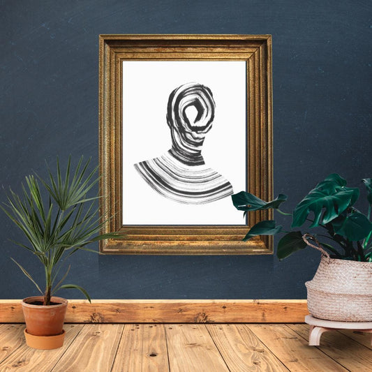 Abstract Black and White Line Art Portrait | Minimalist Modern Wall Art | Contemporary Figurative Art Print for Home Decor - Social Canvas