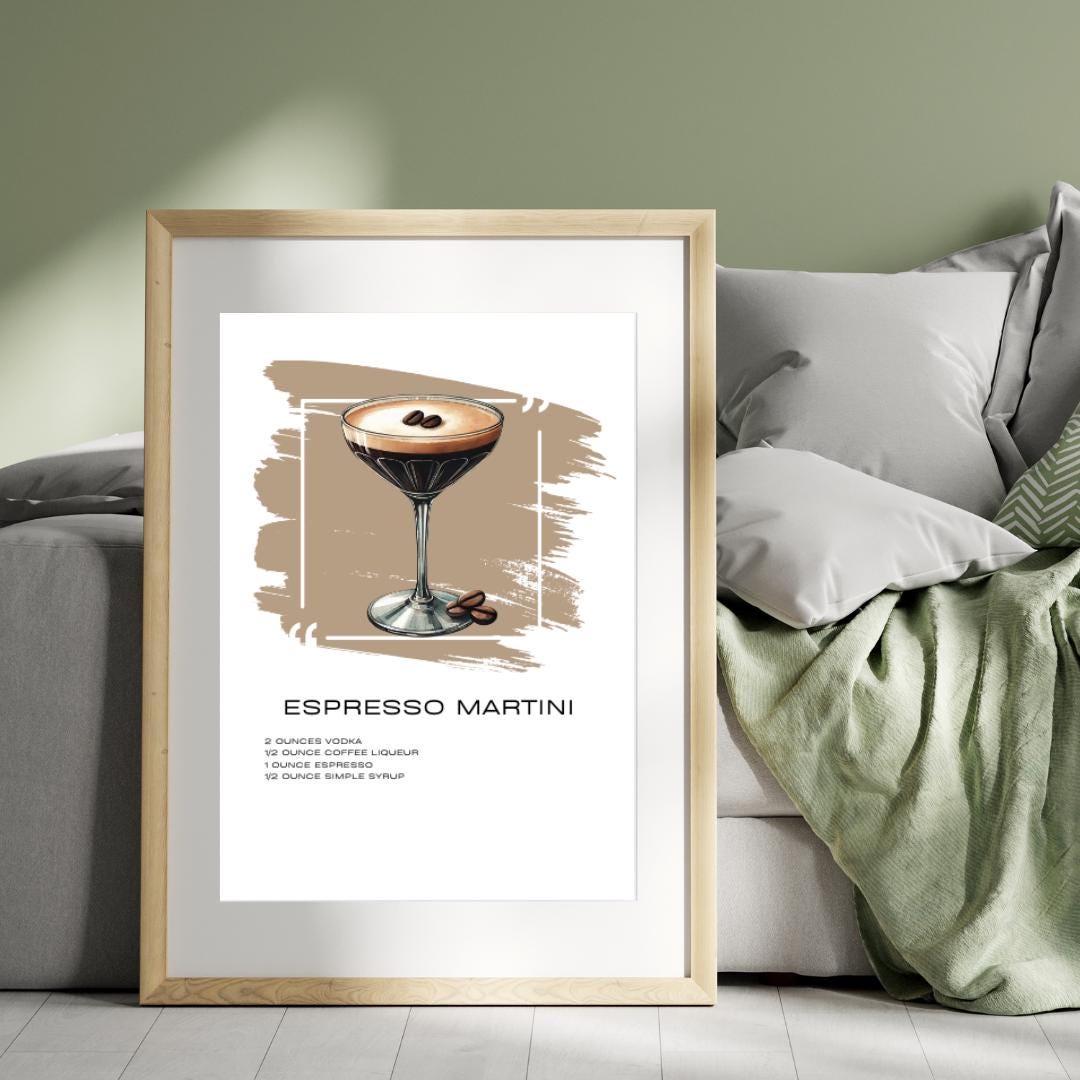 Chic Espresso Martini Recipe Art Print - Cocktail Bar Decor - Social Canvas