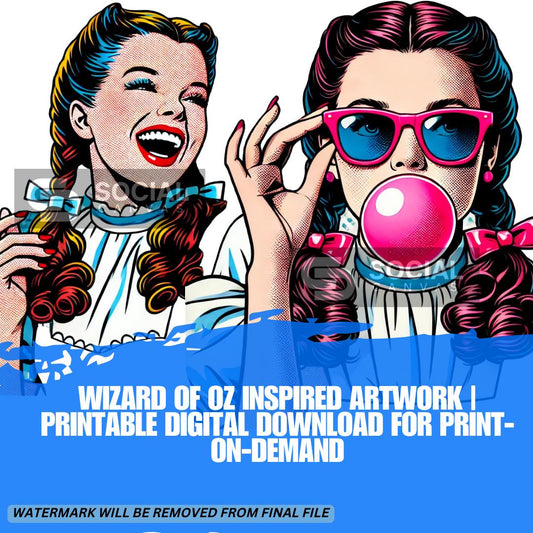 Wizard of Oz Inspired Digital Artwork Bundle | Printable PNG Files for Print-on-Demand | Vintage Character Designs for Crafts - Social Canvas