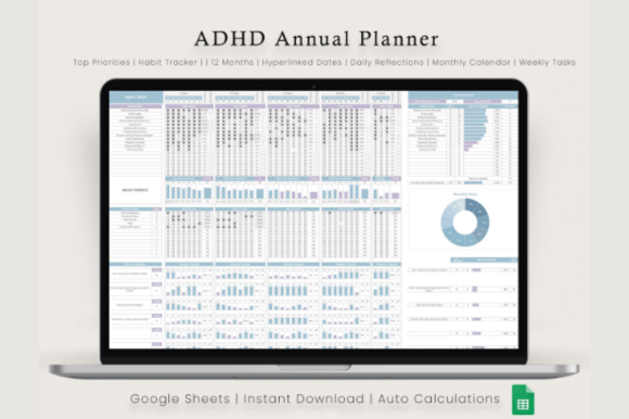 Digital ADHD Planner | Google Sheets Life Organizer for Focus & Productivity