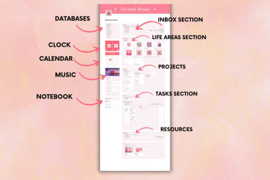 Aesthetic Pink Second Brain Notion - Social Canvas