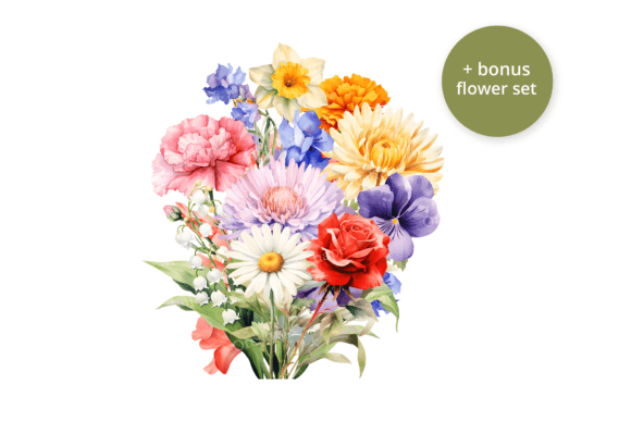Birth Month Flower Clipart – Watercolor Floral PNGs for Each Month (MRR) - Social Canvas