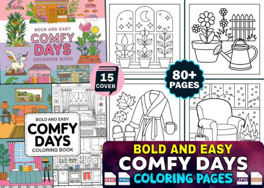Bold and Easy Bundle Coloring Book Pages - Social Canvas