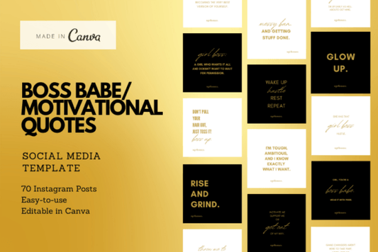 Girl Boss Social Media Templates – Editable Canva Quotes for Instagram & Branding (MRR) - Social Canvas