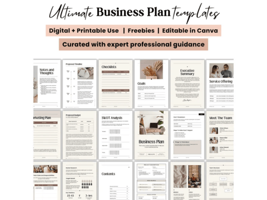Editable Business Plan Template – Canva Workbook for Entrepreneurs & Small Businesses - Social Canvas