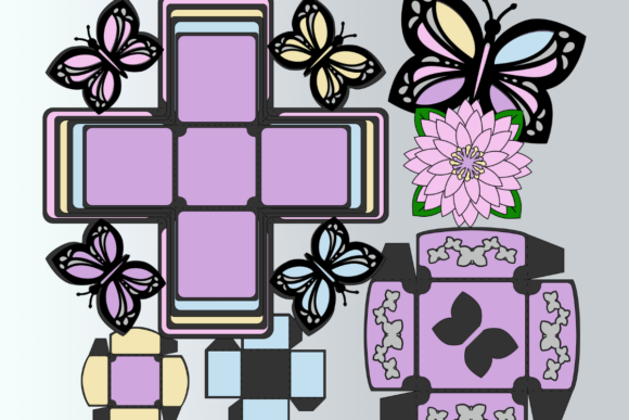 Butterfly Exploding Box 3D Template - Social Canvas