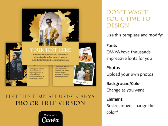 Gold Canva Social Media Template - Social Canvas
