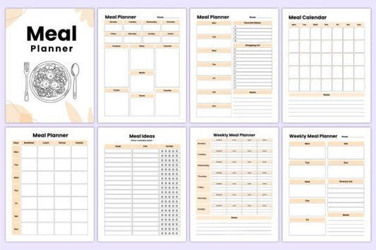Meal Planner Bundle – Editable Canva & KDP Templates for Weekly Food Planning (MRR) - Social Canvas