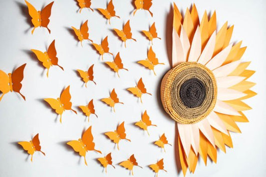 Sunflower & Butterfly Clipart – Half-Flower Aesthetic PNG Set (MRR) - Social Canvas