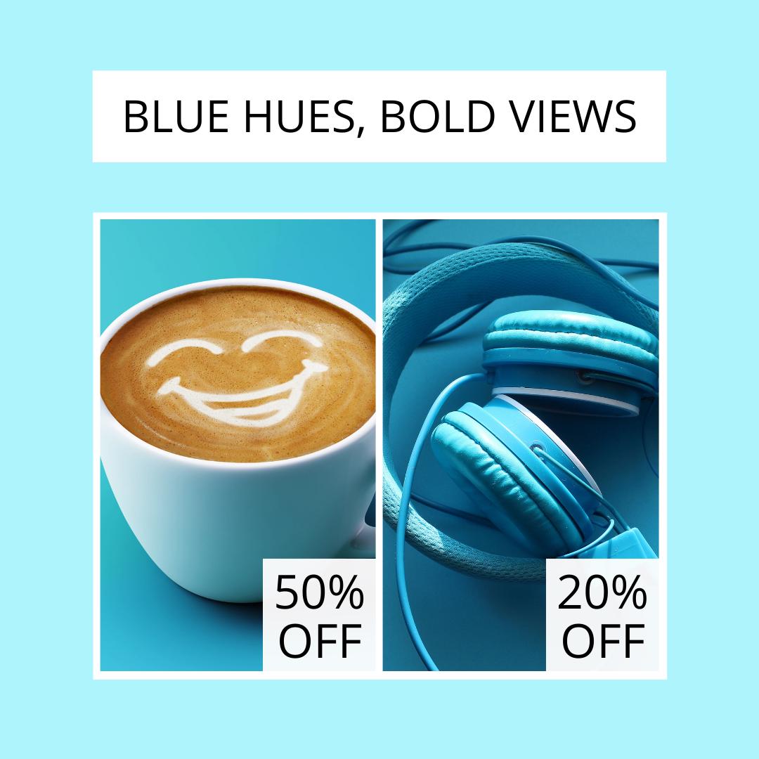 100 Blue Instagram Post Templates Canva | Aesthetic IG Post Templates | Editable & Customizable | Social Media Planner, Analytics Guide - Social Canvas