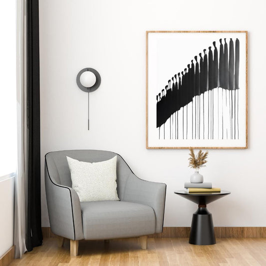 Abstract Drip Silhouette Art | Black and White Minimalist Ink Illustration | Modern Figurative Wall Decor for Stylish Interiors - Social Canvas