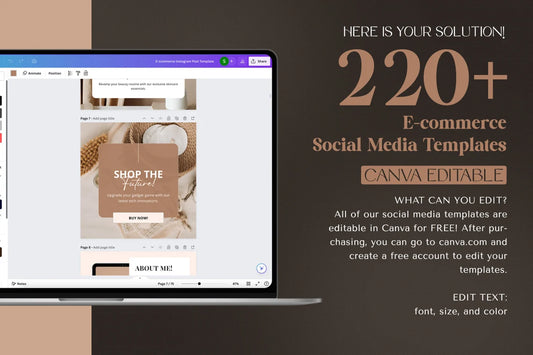 220 E-Commerce Social Media Business Templates - Social Canvas