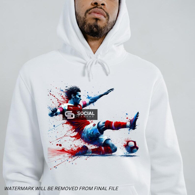 Arsenal-Inspired Original Watercolor Footballer Digital Art Bundle | Includes 4 Images | Printable Sports Art for Commercial Use - Social Canvas