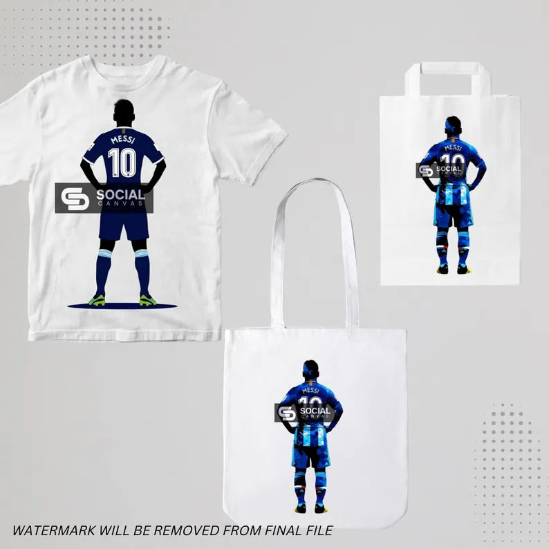 Inspired Lionel Messi PNG Bundle | High-Quality Digital Images | Soccer Legend Artwork for Print-On-Demand | Create Custom Sports Products | - Social Canvas