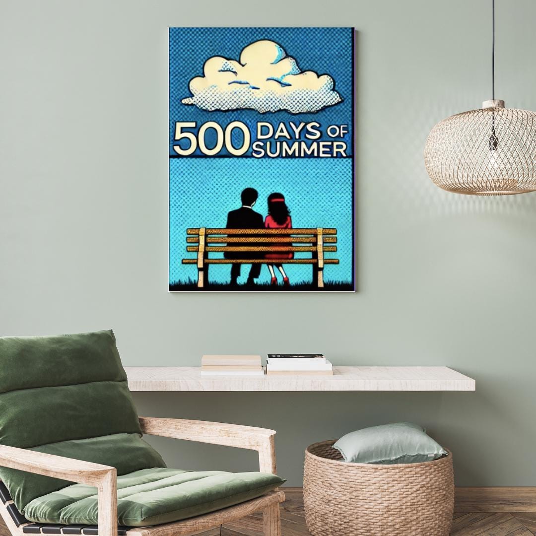 500 Days of Summer Style Pop Art Poster - Romantic Movie Wall Decor - Social Canvas