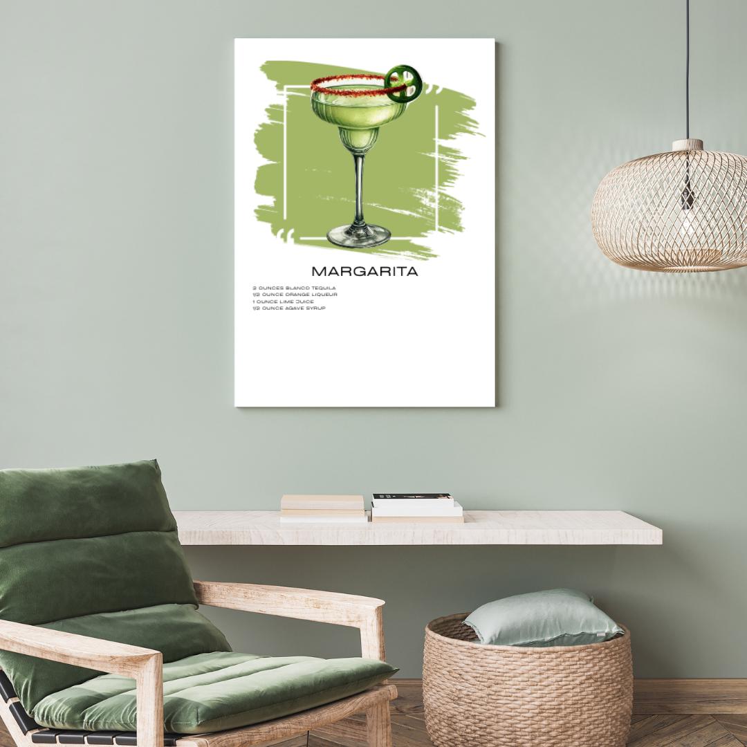 Margarita Cocktail Recipe Art Print - Vibrant Lime and Tequila Wall Decor - Social Canvas
