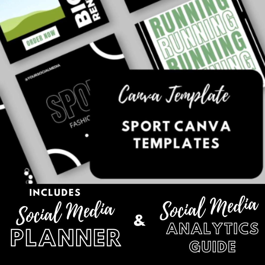 Sports Canva Templates | Fitness & Athletic Social Media Kit | Gym, Workout and Sportswear Branding | Social Media Planner, Analytics Guide - Social Canvas