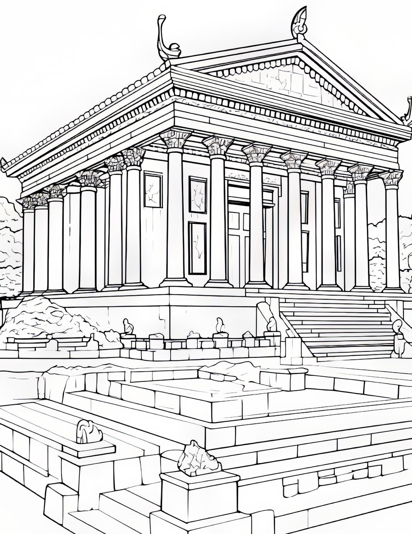 Temple Coloring Book | 25-Page Canva Template with Sacred Architecture Designs | Spiritual & Cultural Landmark Coloring Pages - Social Canvas