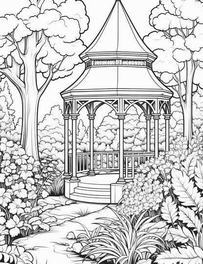 English Garden Coloring Book | 25-Page Canva Template for Relaxation and Mindfulness | Beautiful Floral and Garden-Themed Pages - Social Canvas