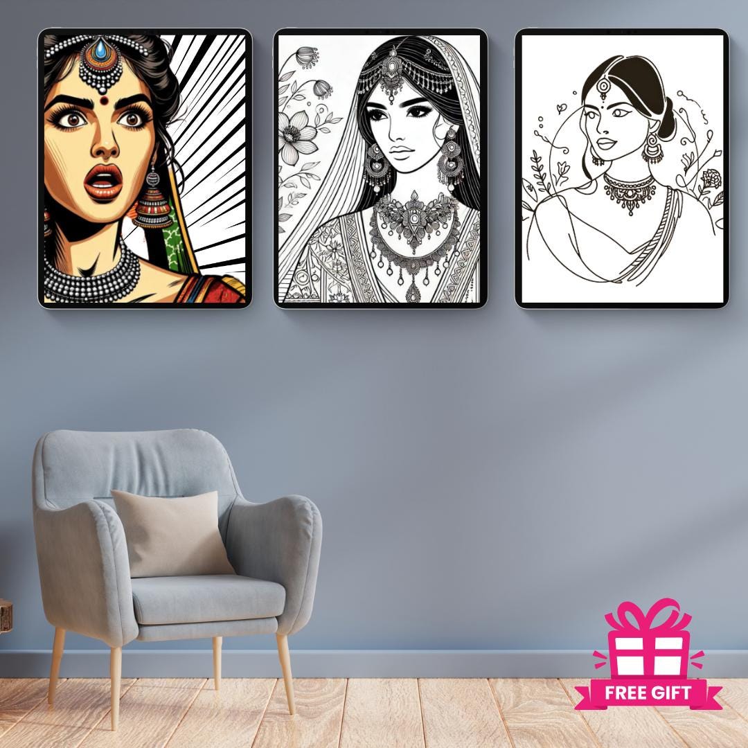 Vibrant Indian Woman Laughing | Pop Art Digital Print | Indian Pop Art Style Print | Bollywood Art - Free Bonus Prints - Social Canvas