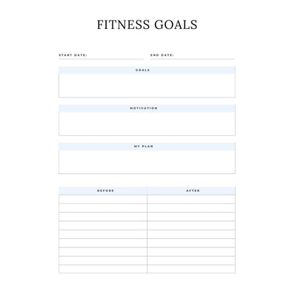 Fitness Planner Canva Template | Printable Workout Tracker | Gym and Exercise Log | Goal Setting and Progress Journal | Digital Download - Social Canvas