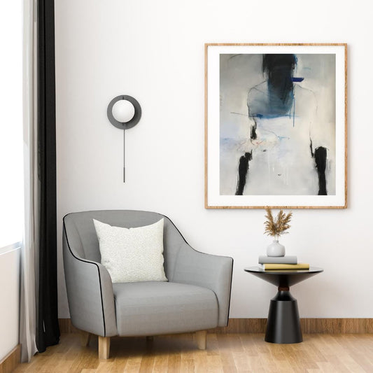 Abstract Figurative Blue and White Painting | Modern Minimalist Artwork | Emotional Expressionist Wall Art for Contemporary Interiors - Social Canvas