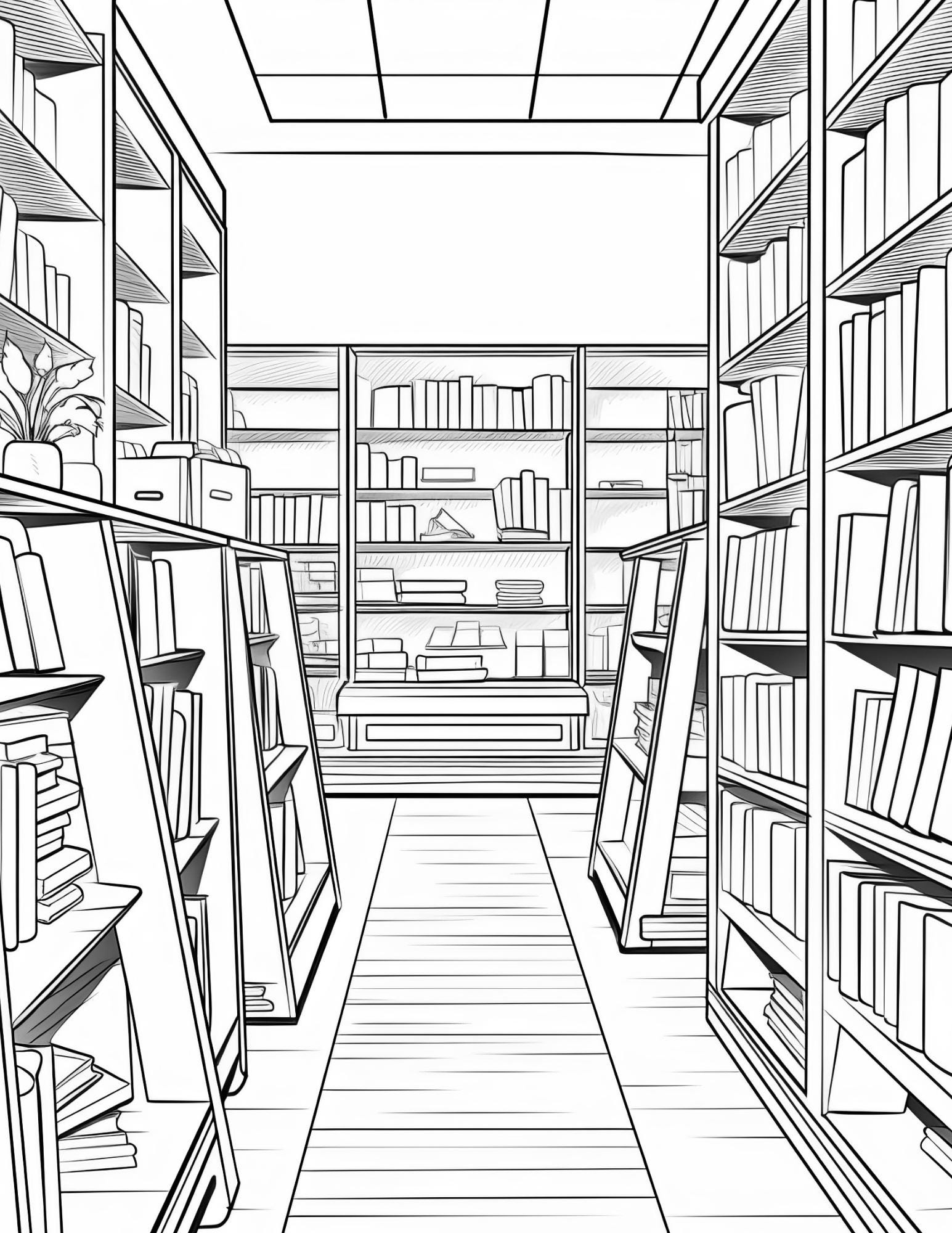 Bookstore Coloring Book | 26-Page Canva Template for Book Lovers & Creative Minds | Cozy Literary-Themed Coloring Pages | Digital Download - Social Canvas