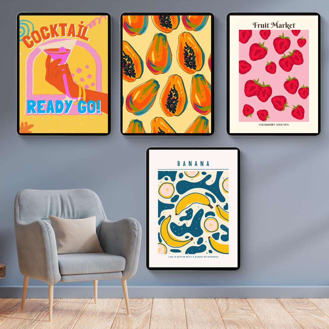 100 Food-Themed Art Prints | Printable Kitchen Wall Art | Retro, Aesthetic & Modern Food Illustrations | Instant Download - Social Canvas
