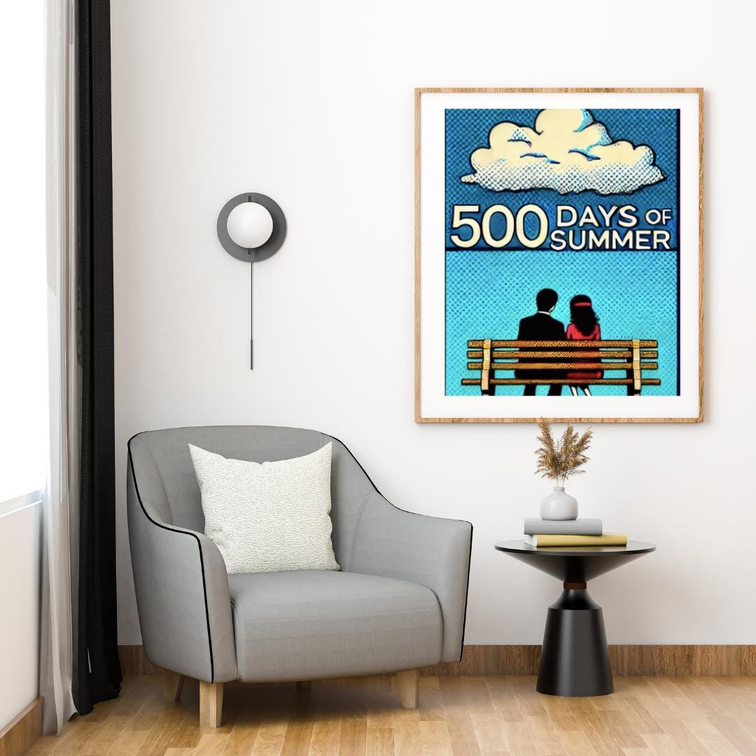 500 Days of Summer Style Pop Art Poster - Romantic Movie Wall Decor - Social Canvas