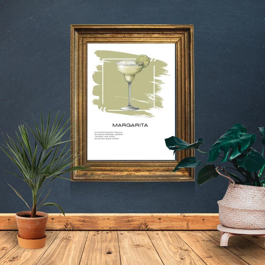 Margarita Recipe Art Print - Classic Cocktail Wall Decor for Home Bars - Social Canvas