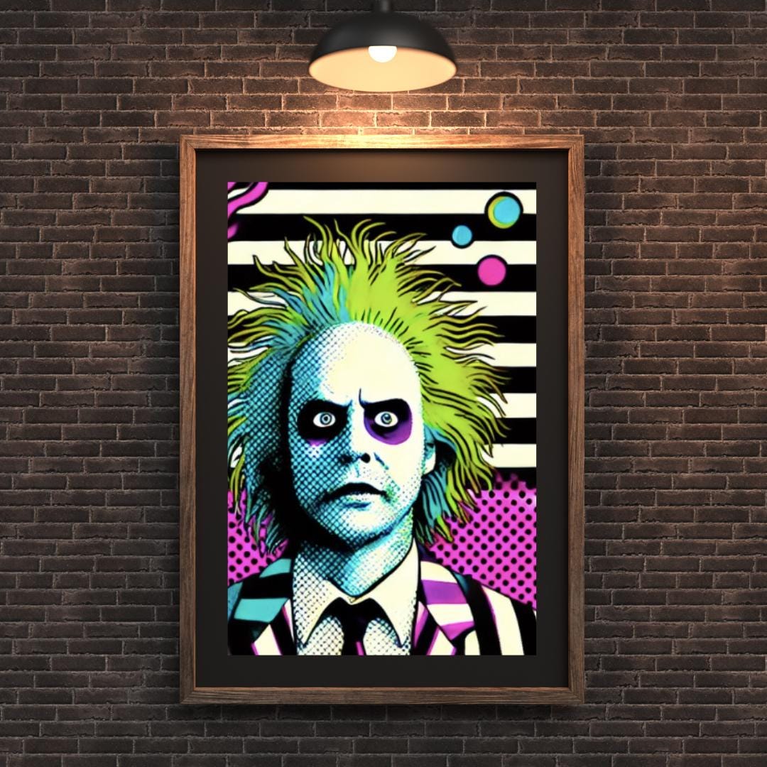 Beetlejuice Style Movie Pop Art Poster - Iconic Movie Character Wall Art Decor - Social Canvas