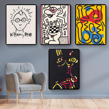 Keith Haring’s Iconic Inspired Print Collection (100 Unique Designs) - Retro Modern Wall Art - Social Canvas