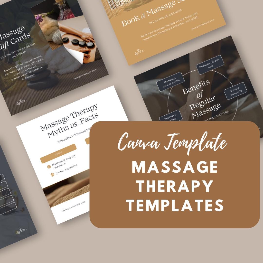 30 Massage Therapy Social Media Templates | Editable Canva Templates | Wellness, Spa & Self-Care Instagram Posts | Instant Download - Social Canvas