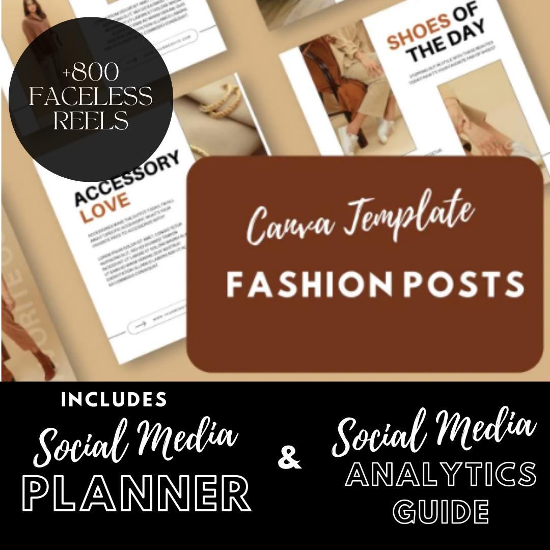 30 Fashion Instagram Post Templates | Outfit Inspo, Hauls & Trendy | Social Media Planner, Analytics Guide and 800 Faceless Videos - Social Canvas