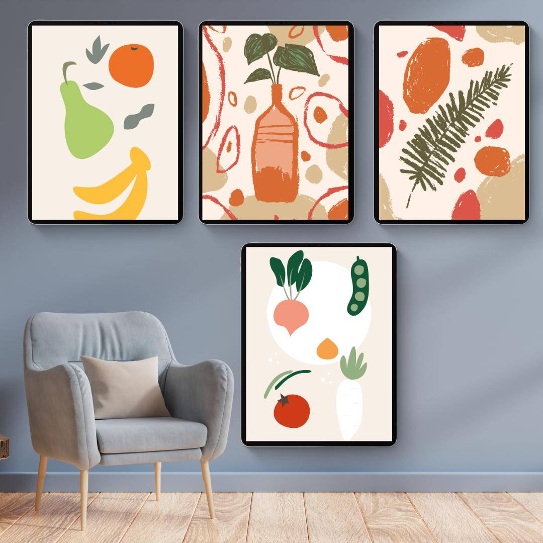 100 Food-Themed Art Prints | Printable Kitchen Wall Art | Retro, Aesthetic & Modern Food Illustrations | Instant Download - Social Canvas