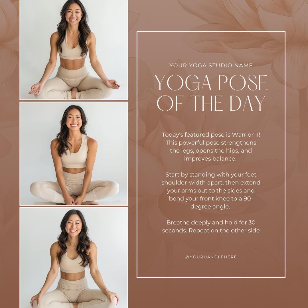 Yoga Studio Social Media Templates | Canva Marketing Kit for Instructors & Wellness Coaches - Social Canvas