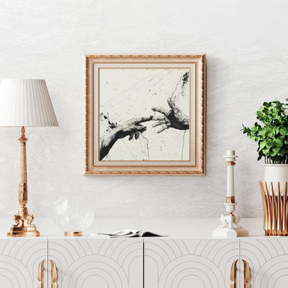 Dynamic Abstract Hand Art Print | Black and White Splatter Painting | Modern Expressionist Wall Art for Home or Office - Social Canvas