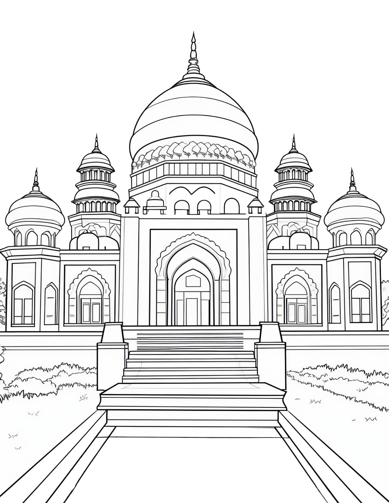 Temple Coloring Book | 25-Page Canva Template with Sacred Architecture Designs | Spiritual & Cultural Landmark Coloring Pages - Social Canvas